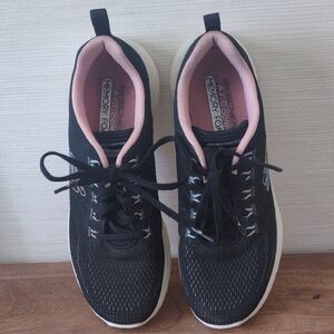 Skechers Air-Cooled Memory Foam Black with Pink Lining Women's Athletic Sneakers